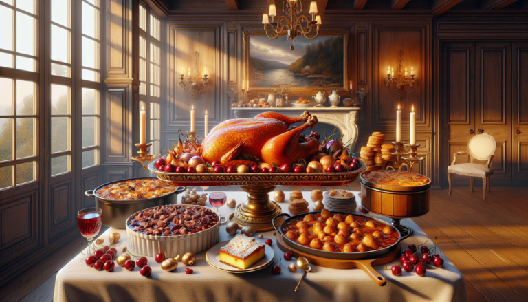 Afficher : Plat en C, coq au vin, cassoulet, crème fraîche, fromage, clafoutis, ambiance rustique française.