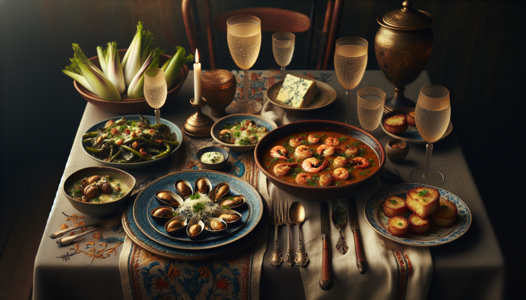 Plat en E élégamment présenté sur une table garnie.