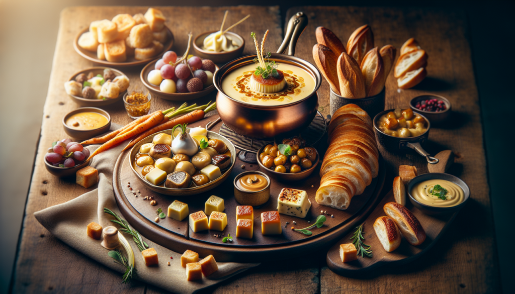 Plat en F avec foie gras, fondue savoyarde et flamiche.