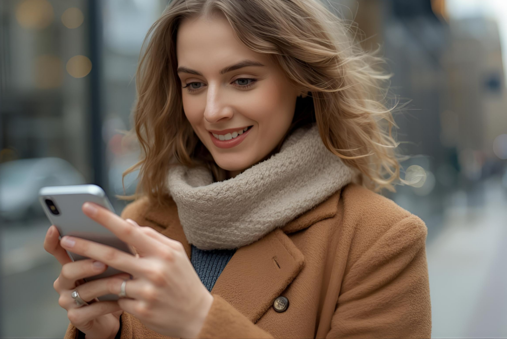 femme avec smartphone
